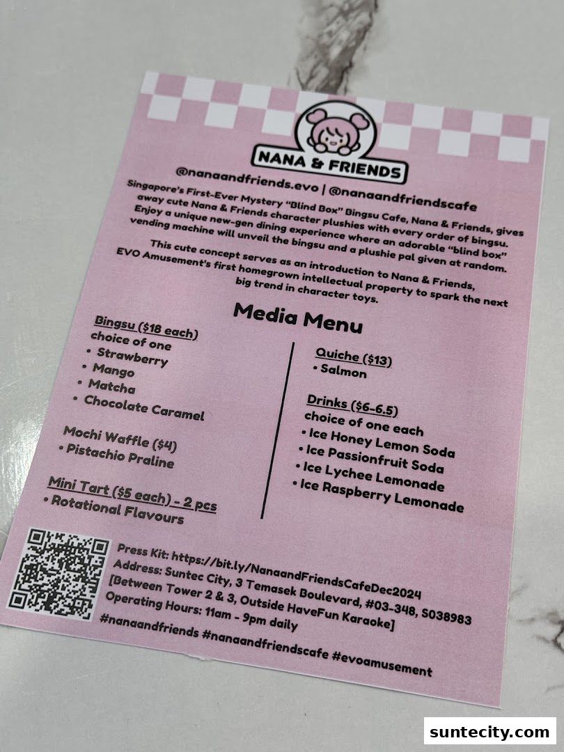Menu page for Nana and Friends Cafe