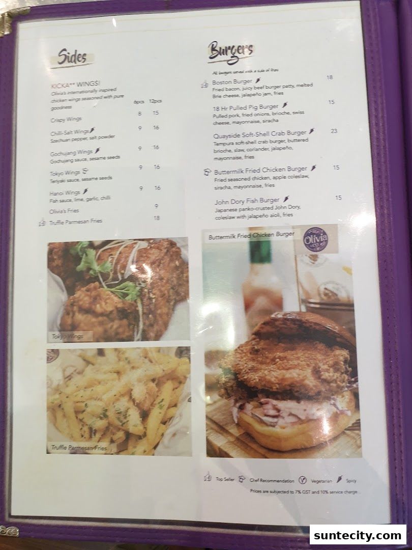 Menu page for Olivia  Co