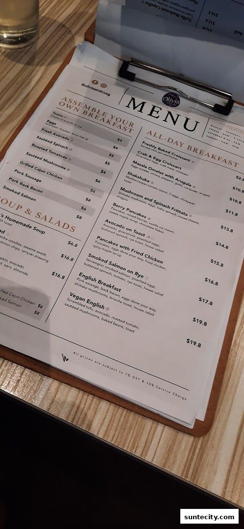 Menu page for Olivia  Co
