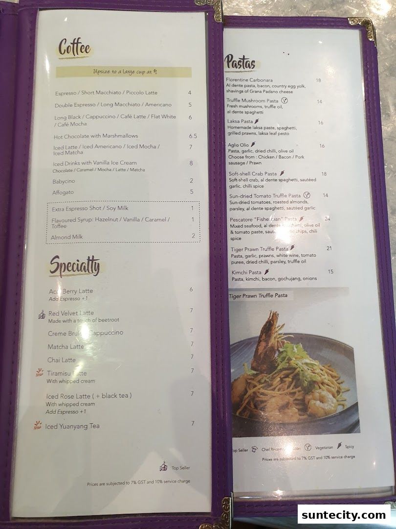 Menu page for Olivia  Co