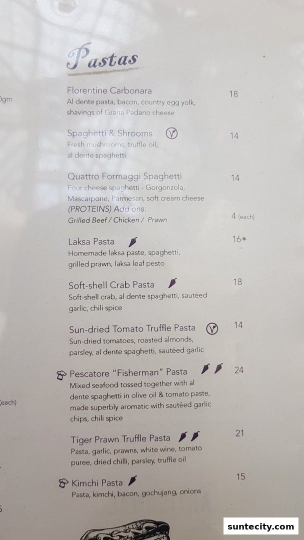Menu page for Olivia  Co
