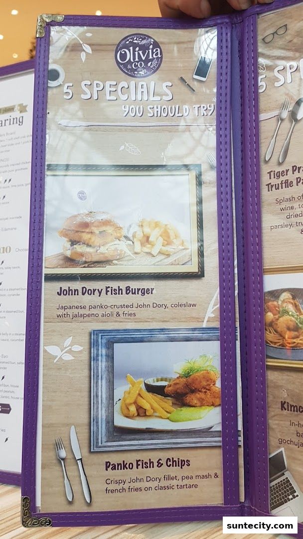 Menu page for Olivia  Co