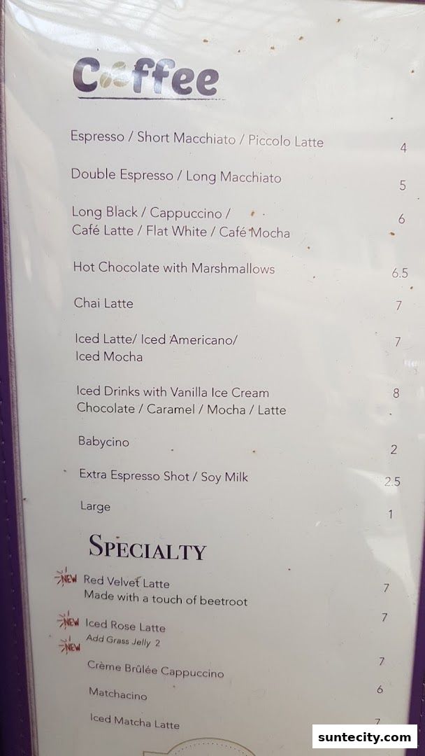 Menu page for Olivia  Co