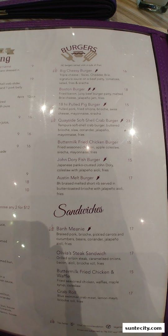 Menu page for Olivia  Co