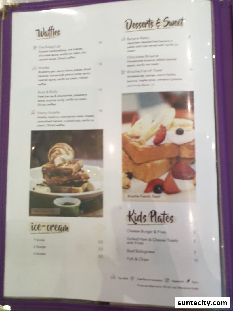 Menu page for Olivia  Co