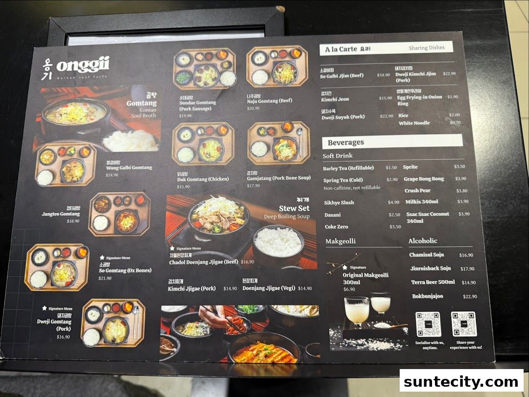 Menu page for onggii