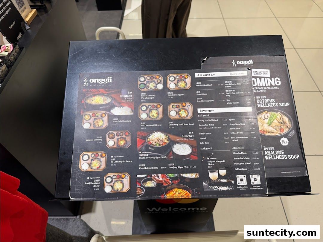 Menu page for onggii