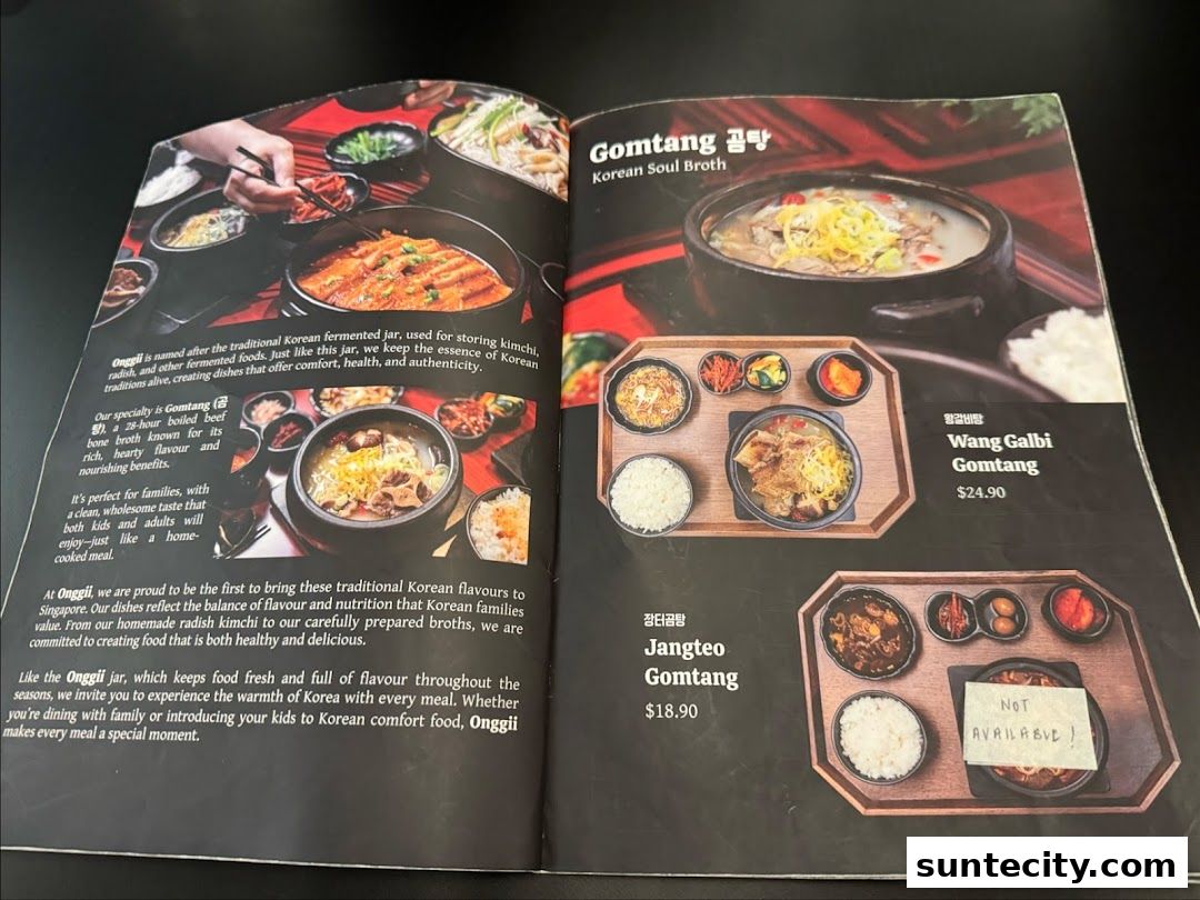 Menu page for onggii