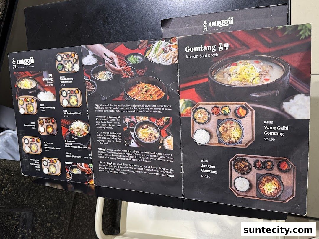 Menu page for onggii