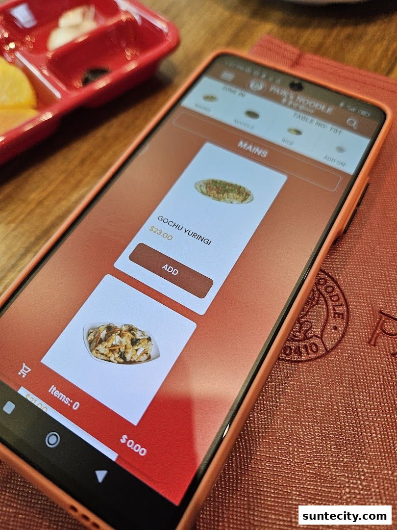 Menu page for Paiks Noodle  Suntec City