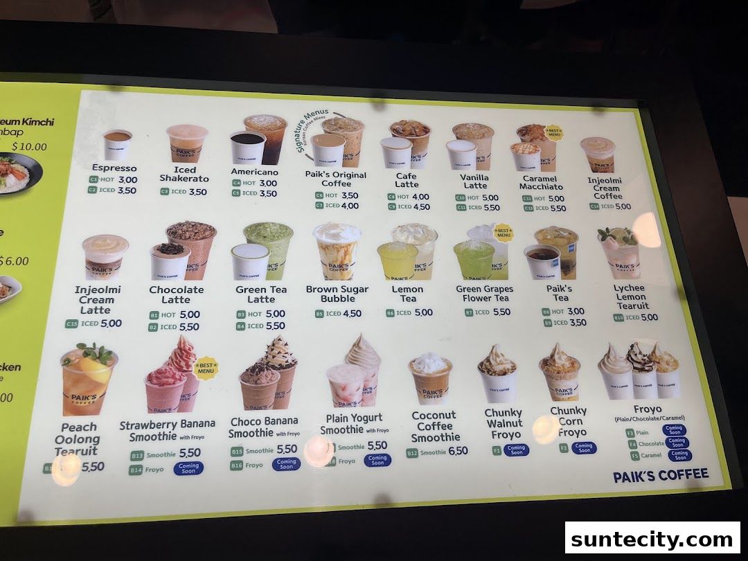 Menu page for Paiks Noodle  Suntec City