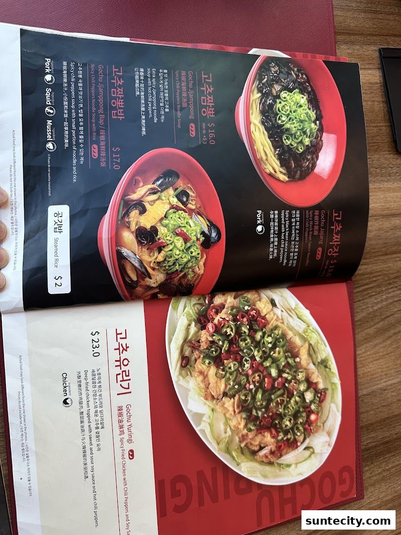 Menu page for Paiks Noodle  Suntec City