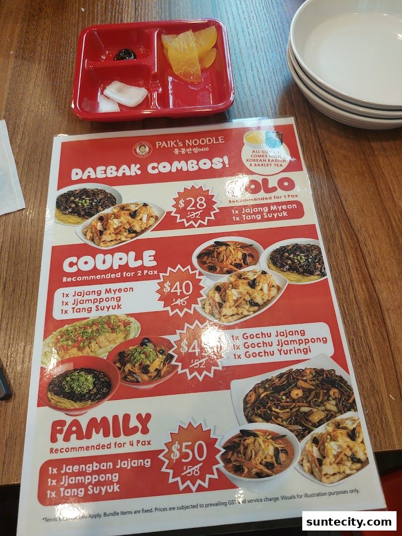 Menu page for Paiks Noodle  Suntec City