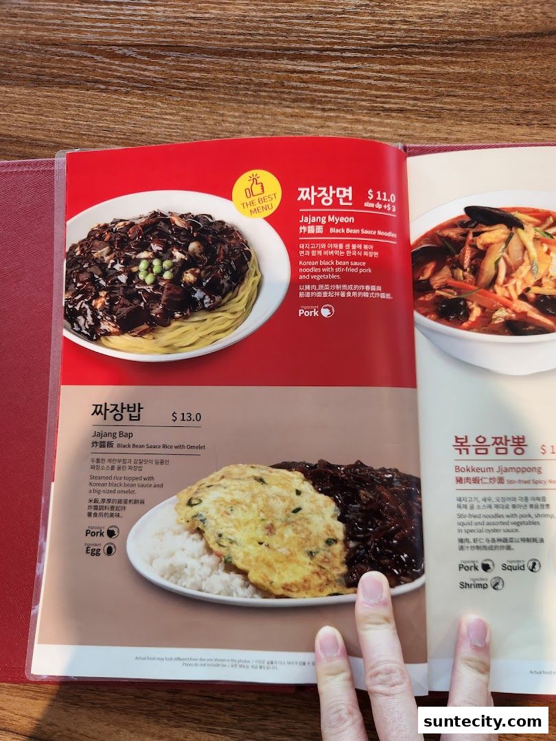 Menu page for Paiks Noodle  Suntec City