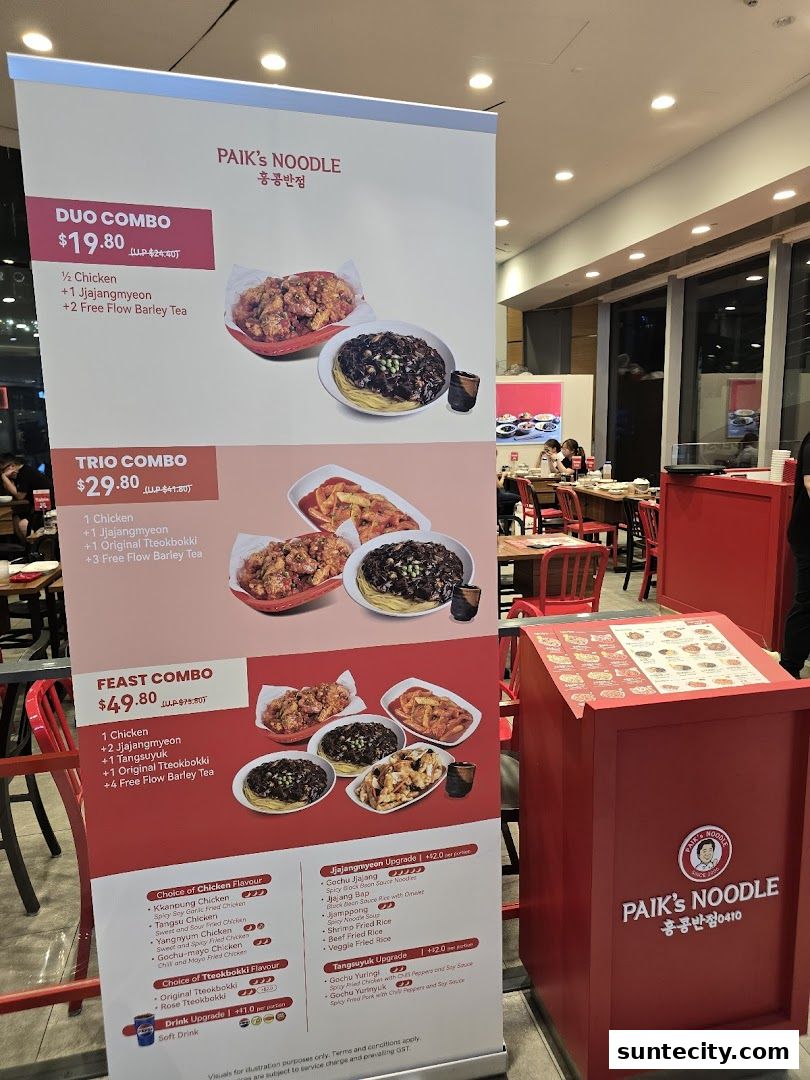 Menu page for Paiks Noodle  Suntec City
