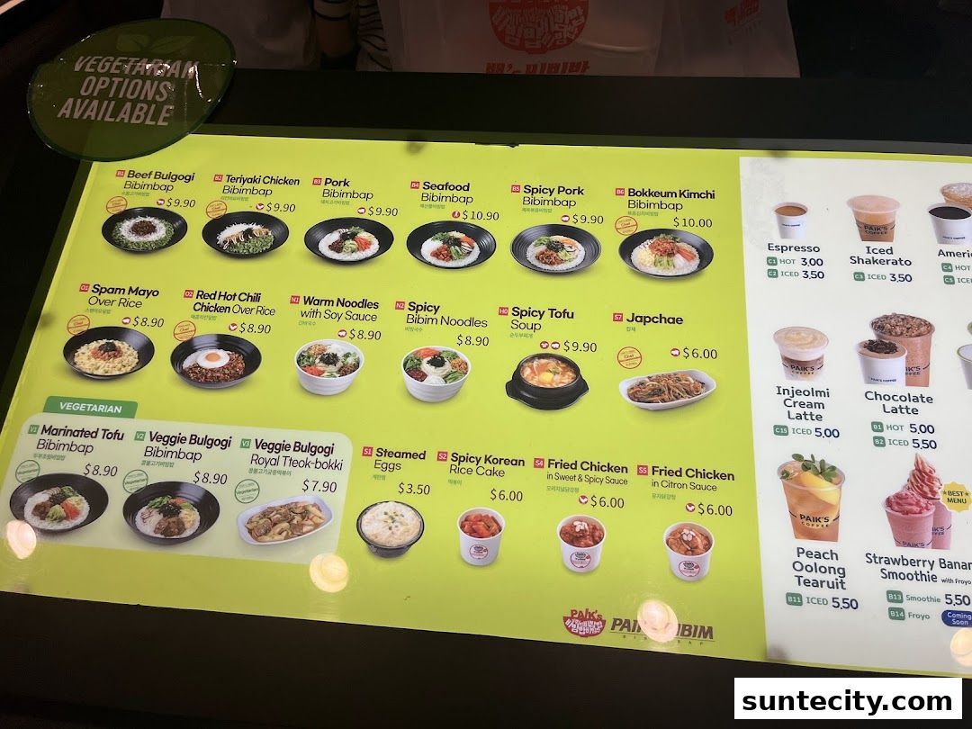 Menu page for Paiks Noodle  Suntec City