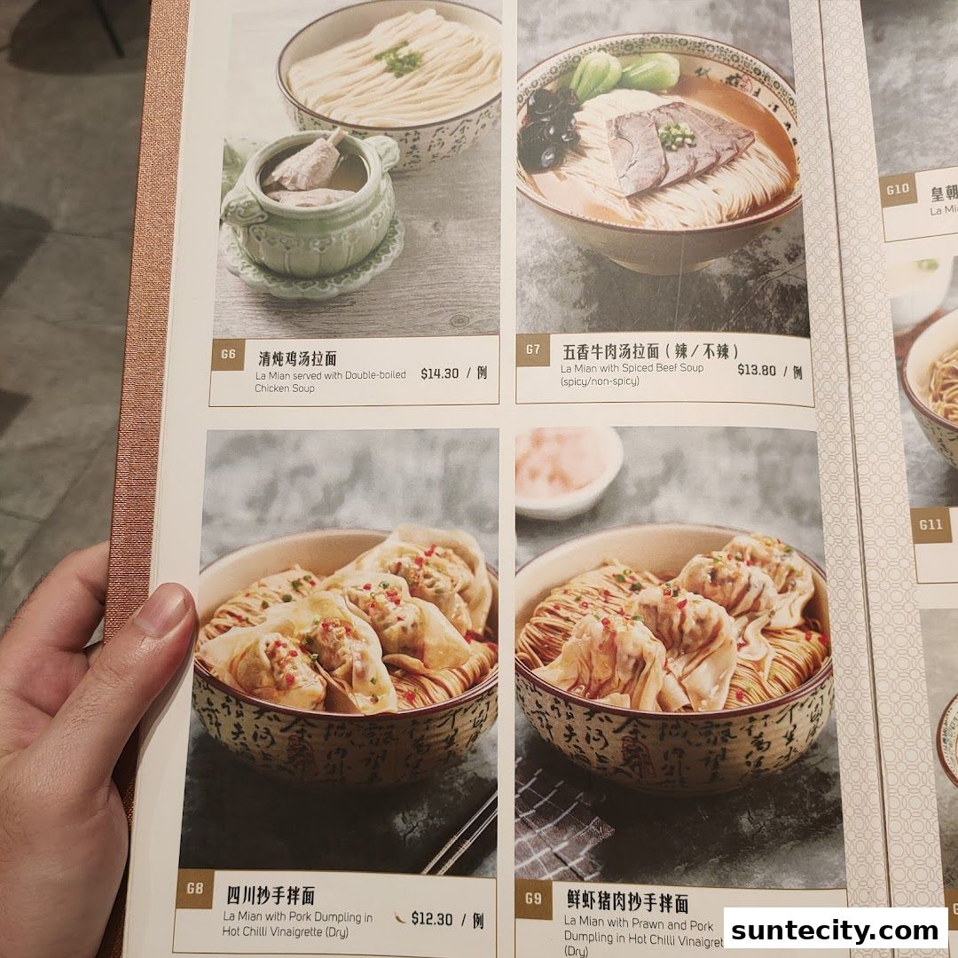 Menu page for Paradise Dynasty at Suntec City