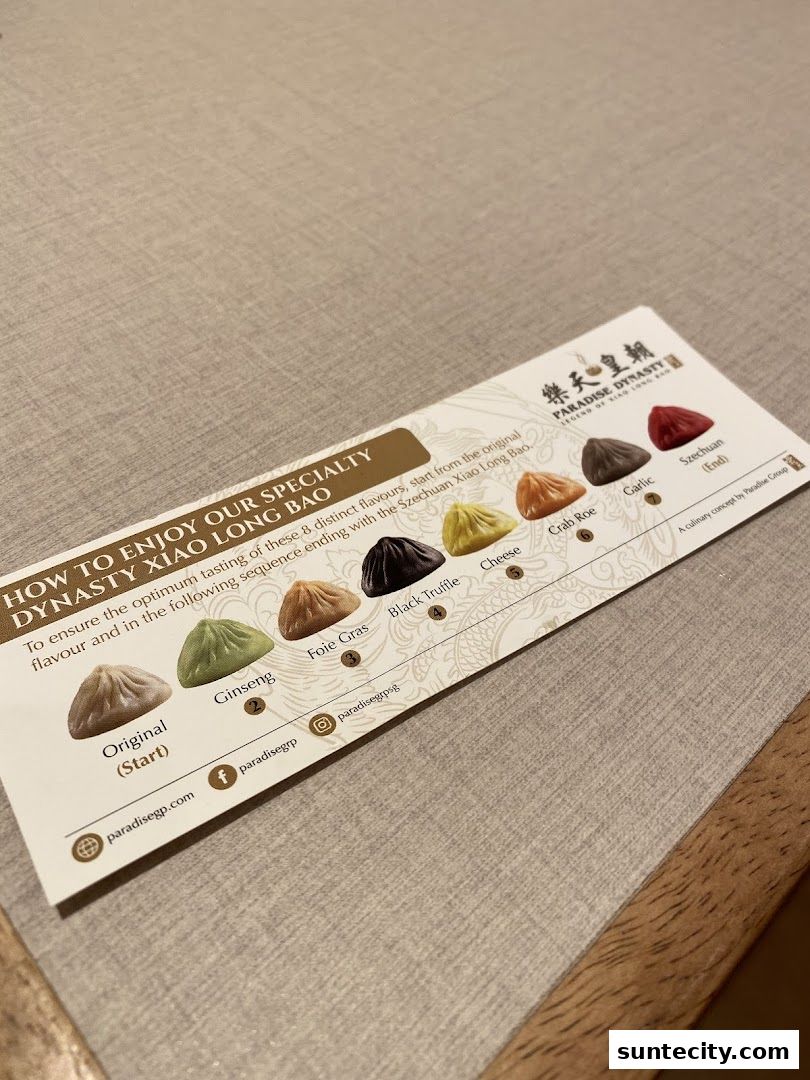 Menu page for Paradise Dynasty at Suntec City