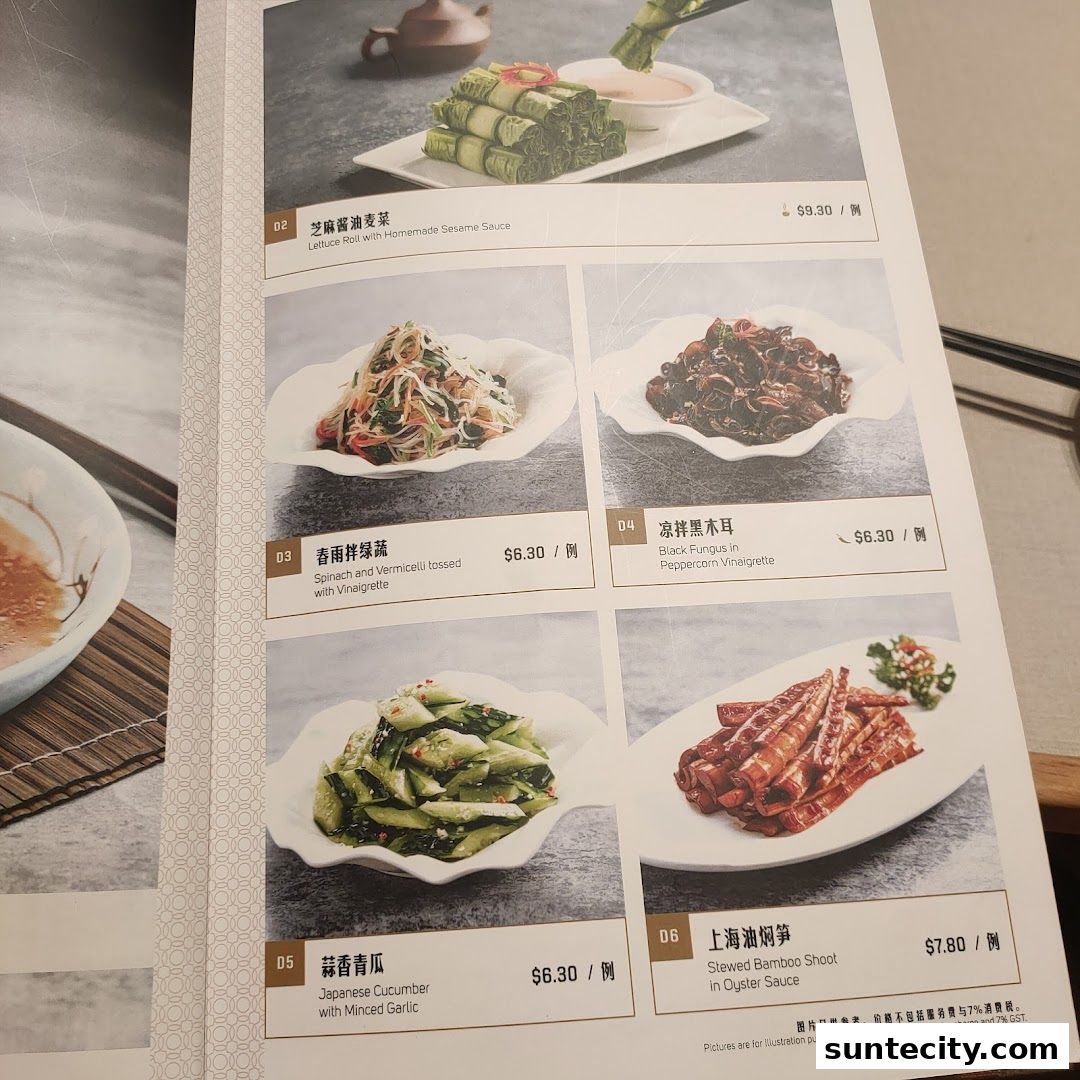Menu page for Paradise Dynasty at Suntec City