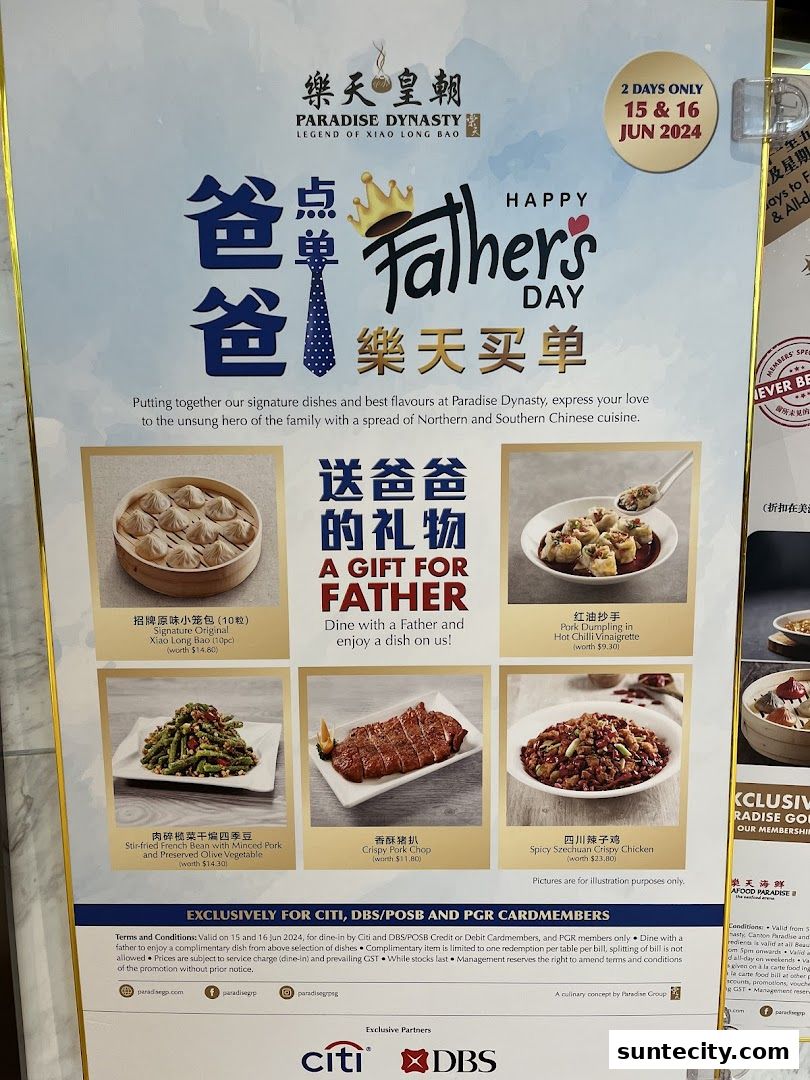 Menu page for Paradise Dynasty at Suntec City