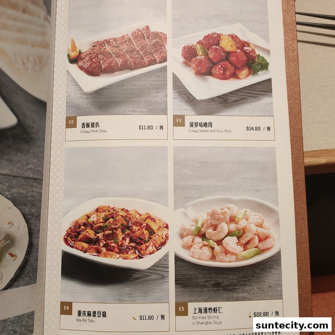 Menu page for Paradise Dynasty at Suntec City