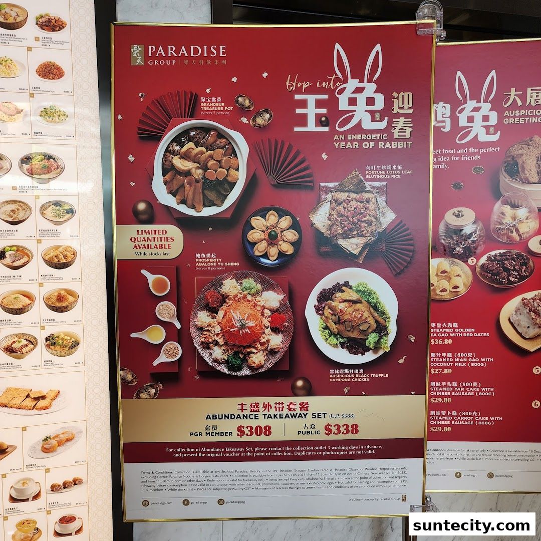Menu page for Paradise Dynasty at Suntec City