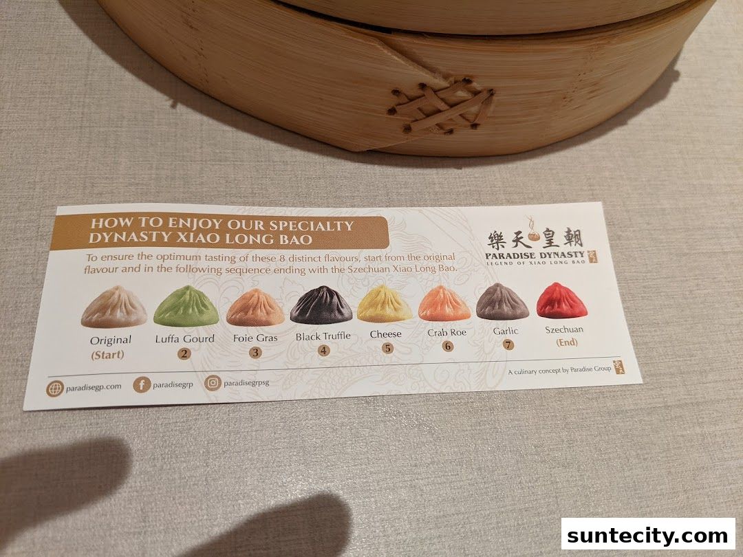 A guide on how to enjoy Dynasty Xiao Long Bao, showcasing 8 distinct flavors.