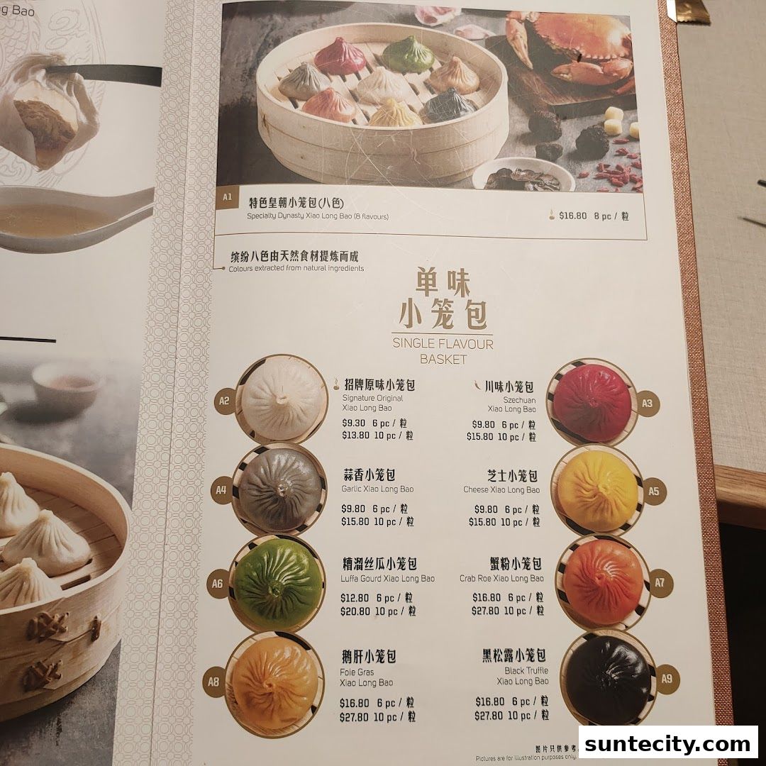 Menu page for Paradise Dynasty at Suntec City