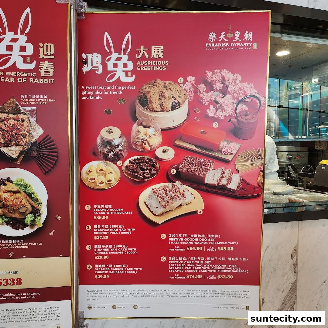 Menu page for Paradise Dynasty at Suntec City