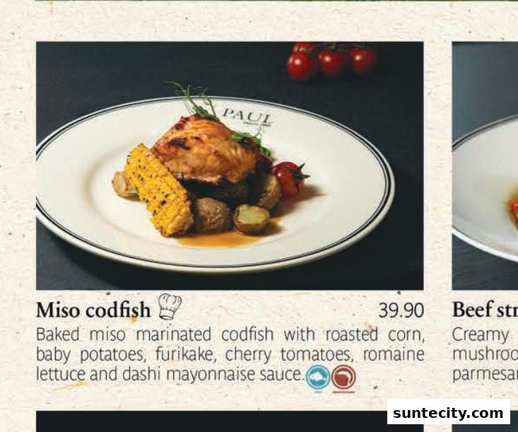 Menu page for PAUL Suntec