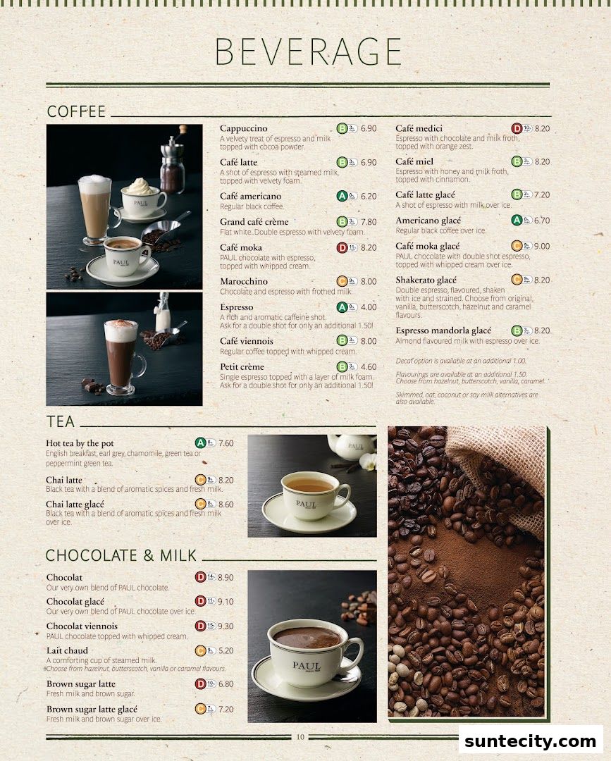 Menu page for PAUL Suntec