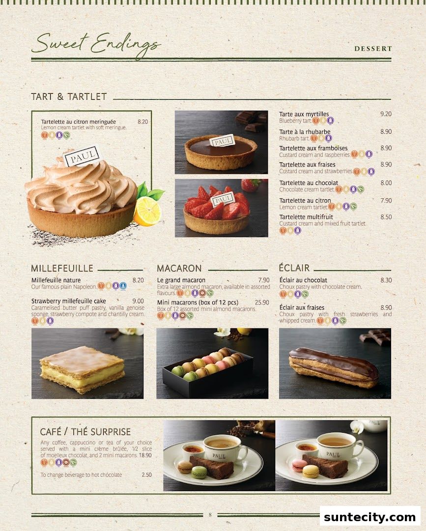 Menu page for PAUL Suntec