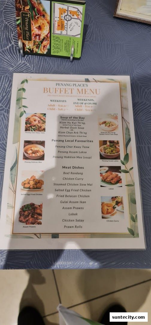 Menu page for Penang Place