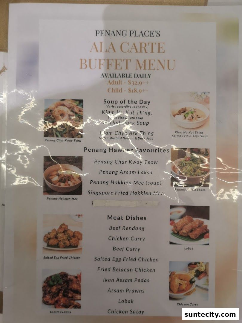Menu page for Penang Place