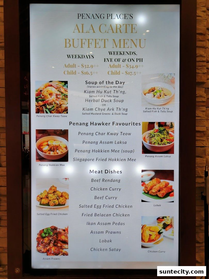 Menu page for Penang Place