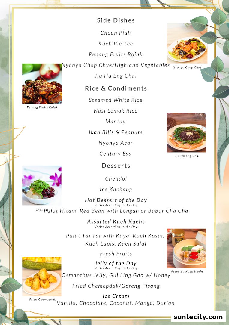 Menu page for Penang Place