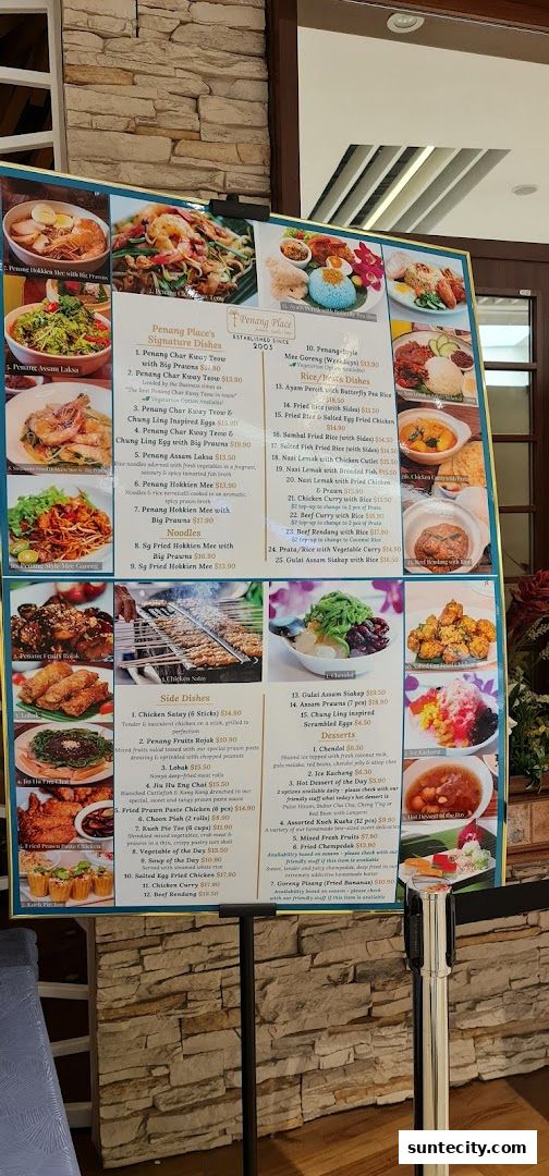 Menu page for Penang Place