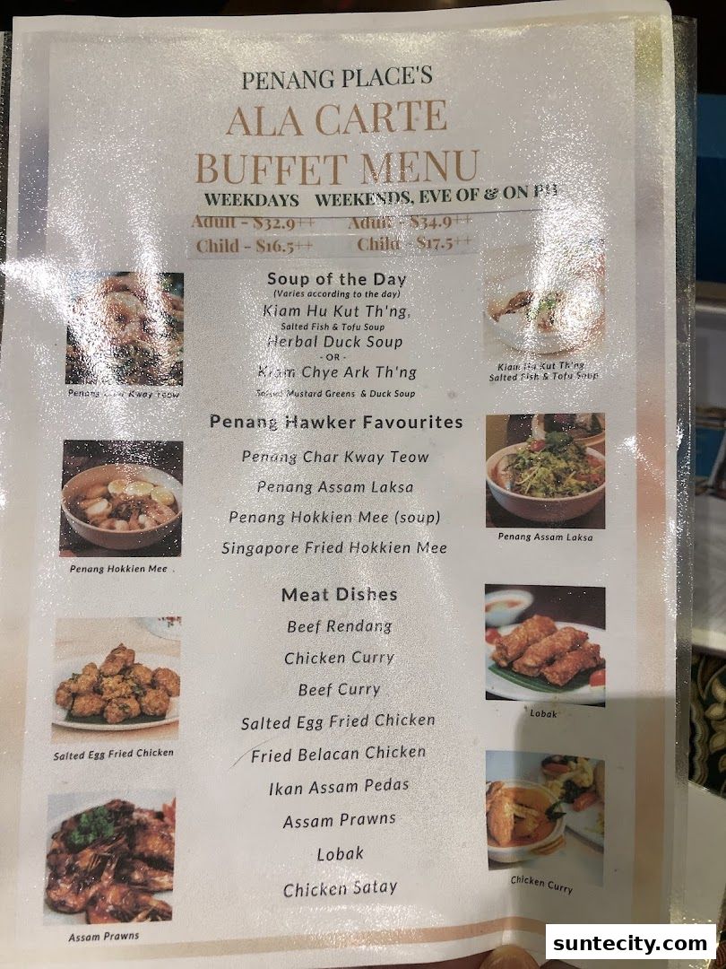 Menu page for Penang Place