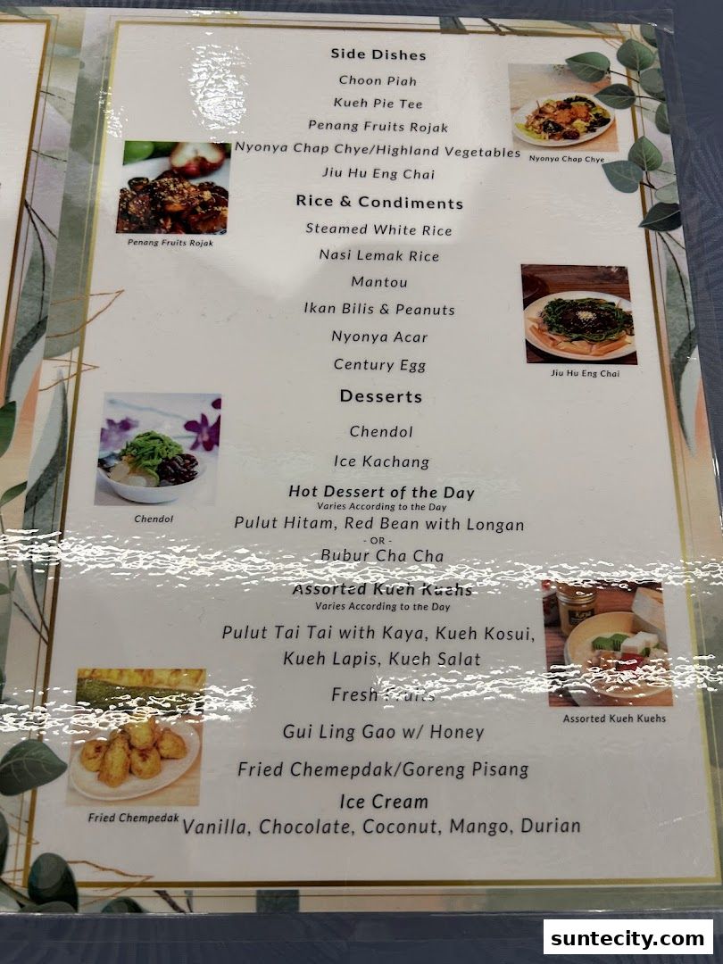 Menu page for Penang Place