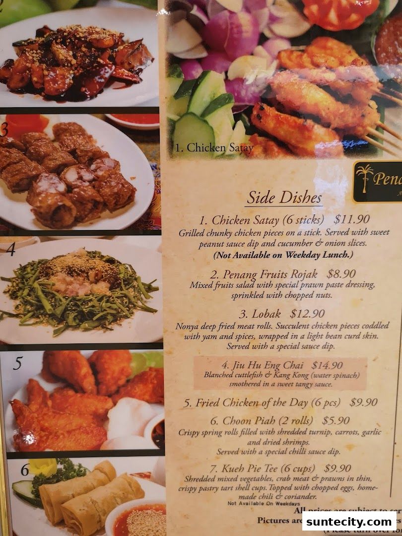 Menu page for Penang Place