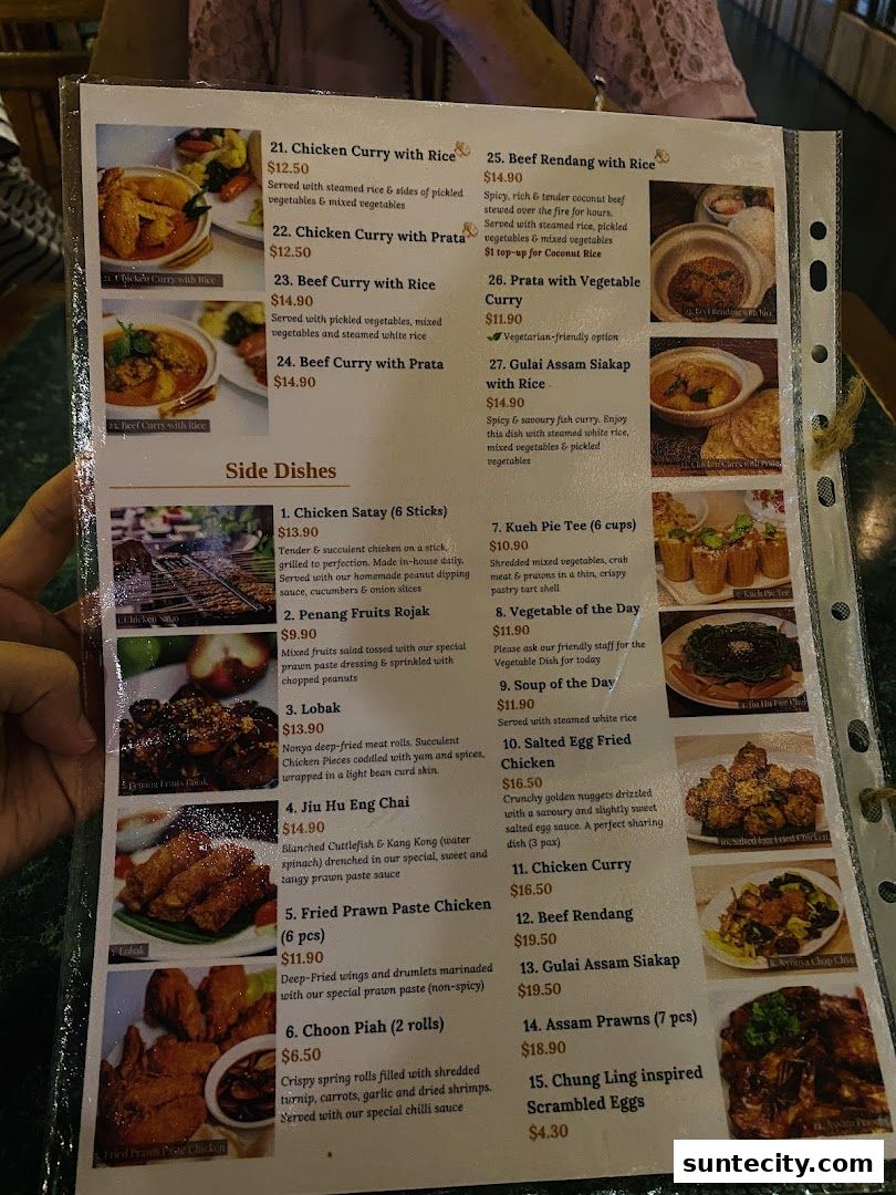 Menu page for Penang Place