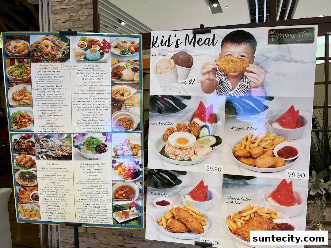 Menu page for Penang Place