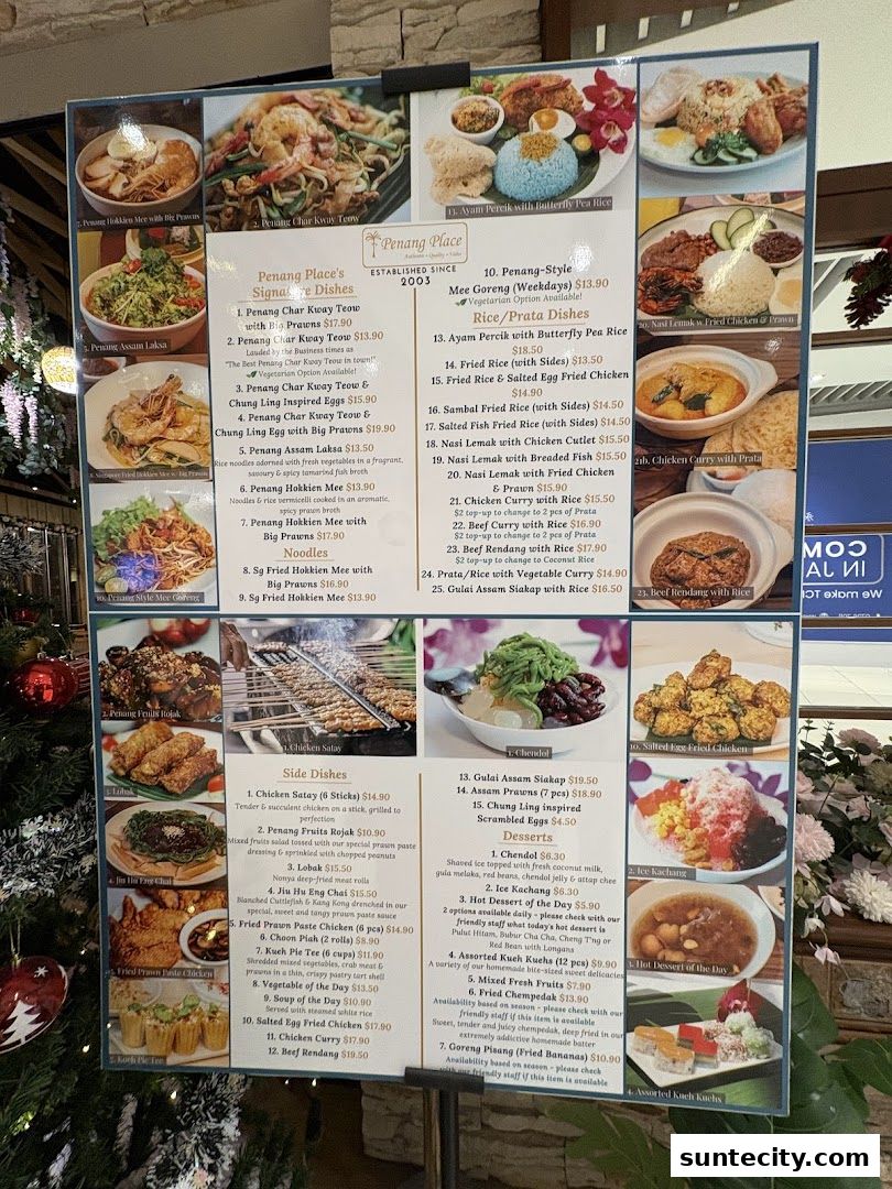 Menu page for Penang Place