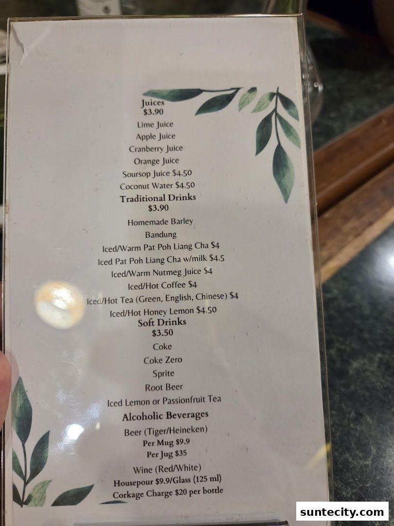 Menu page for Penang Place