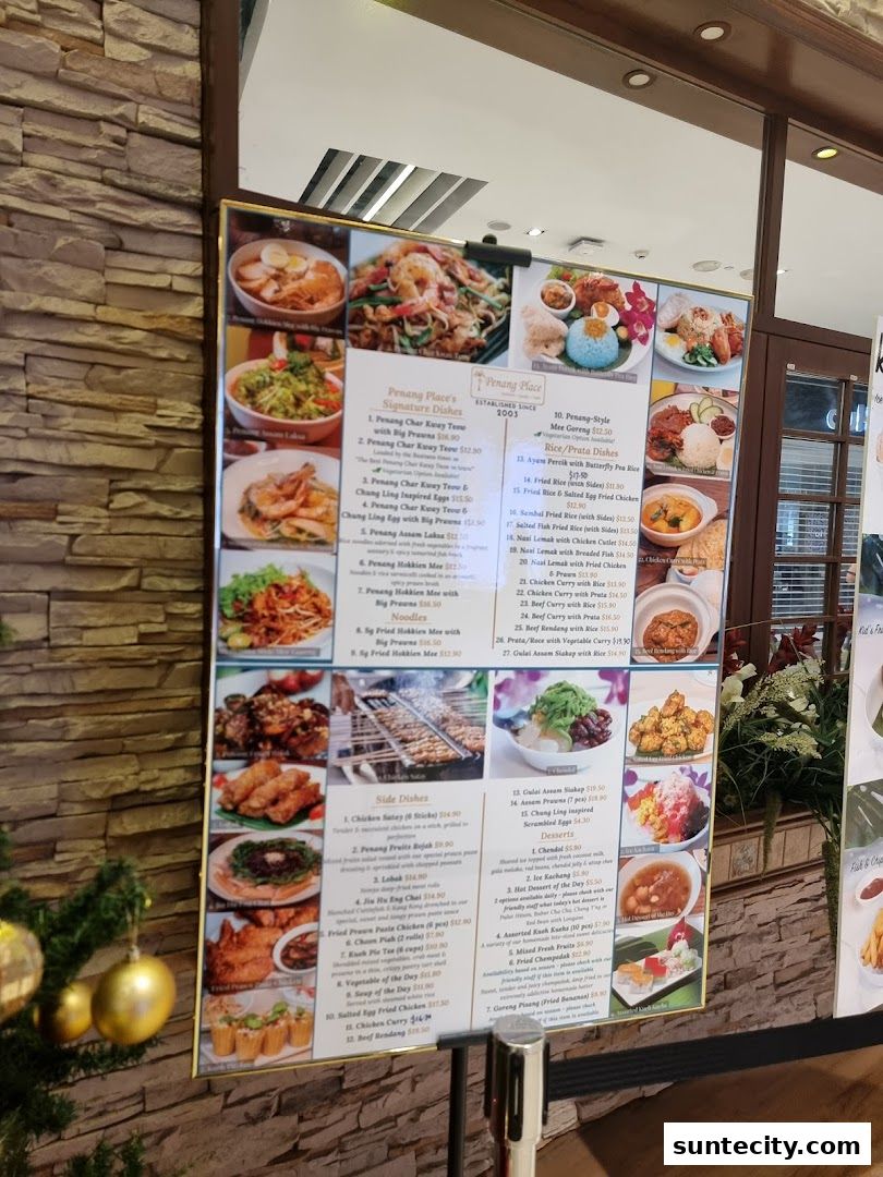 Menu page for Penang Place