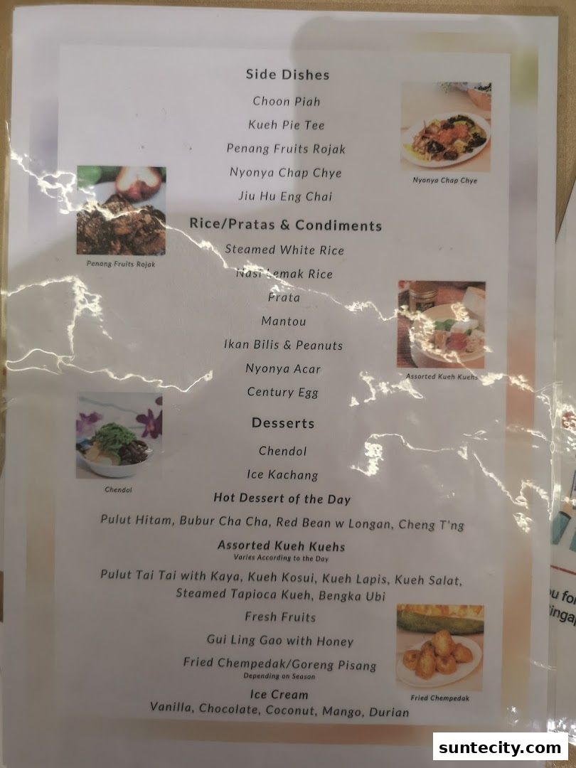 Menu page for Penang Place