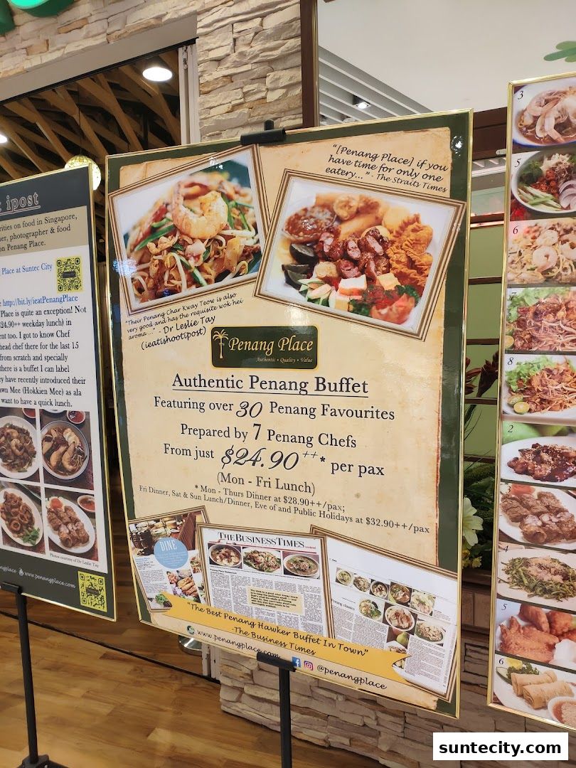 Menu page for Penang Place