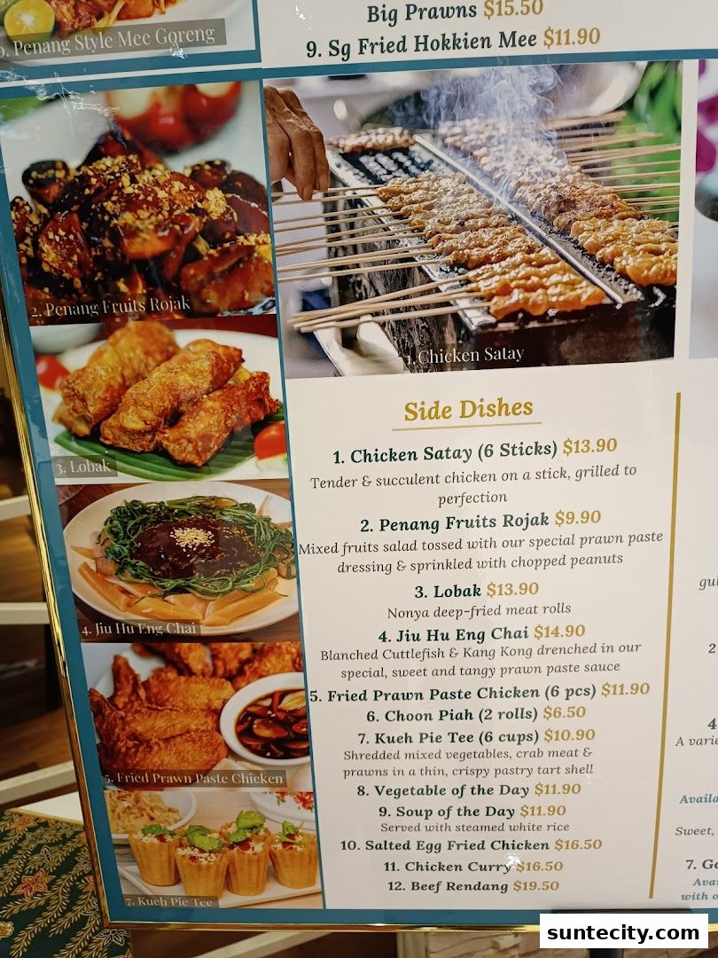 Menu page for Penang Place