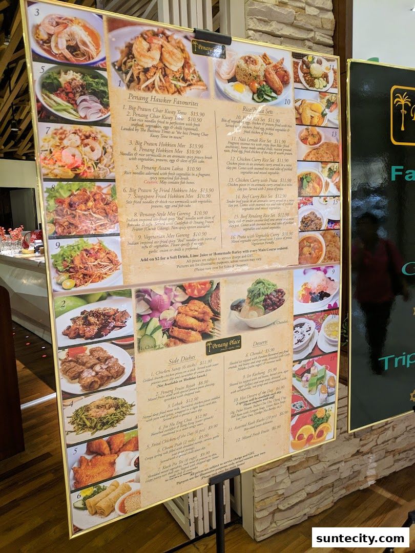 Menu page for Penang Place