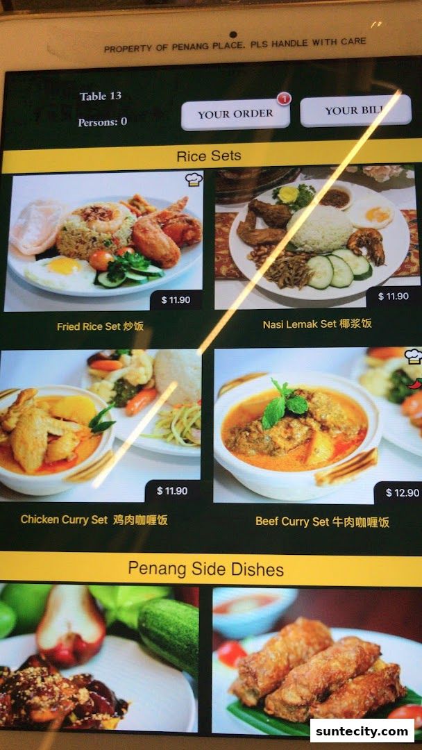 Menu page for Penang Place